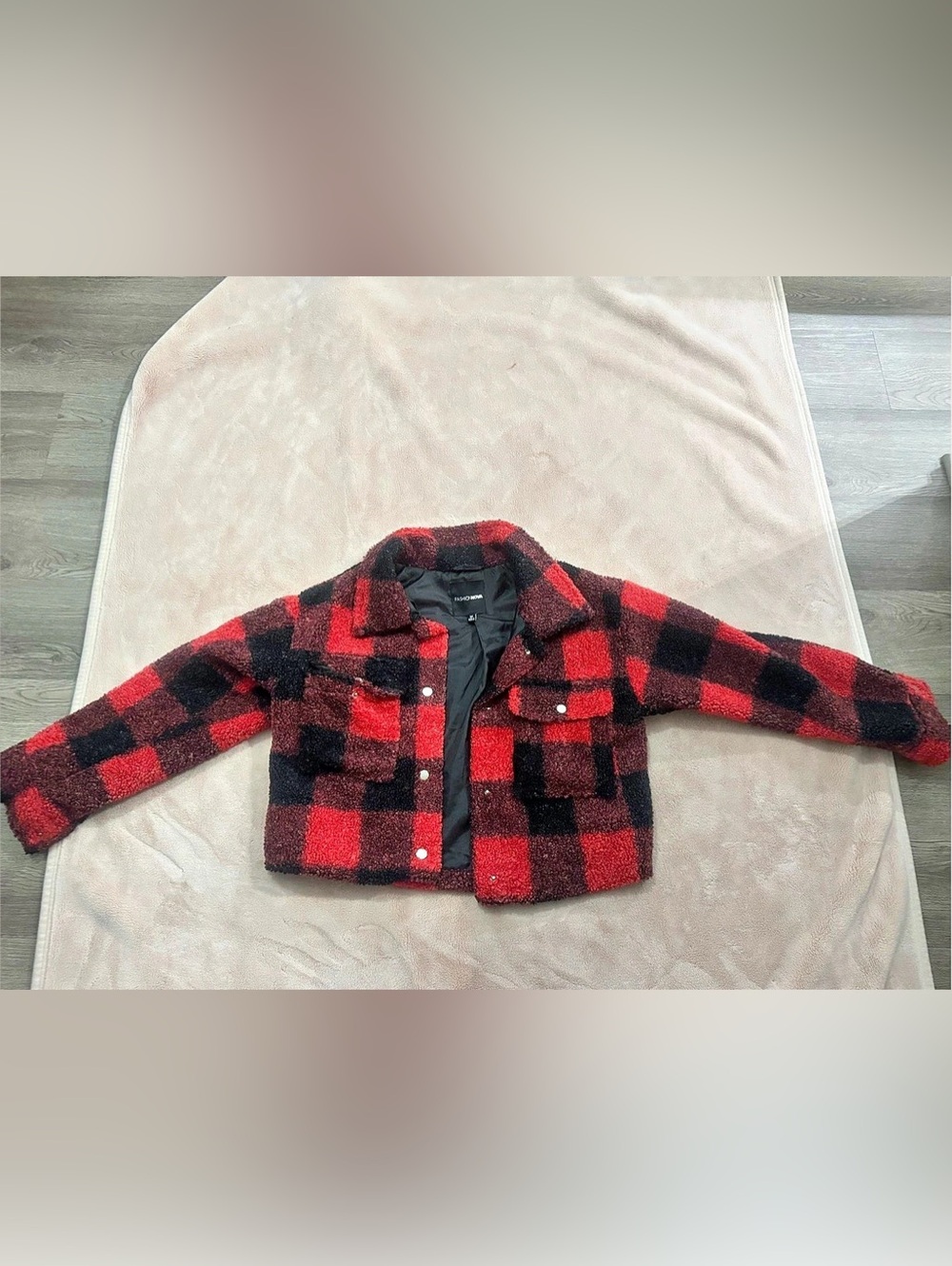 Fashion Nova Color Block Teddy Jacket Size Medium Like New
